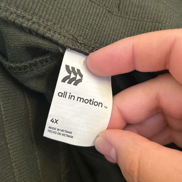 All in Motion Women's 4X Olive Green Frech Terry Side Pockets Drawstring Shorts - Picture 9 of 16